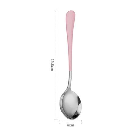 1 stk Rustfritt stål Langt Håndtak Stor Rissuppeskje Ramen Nood Silver pink