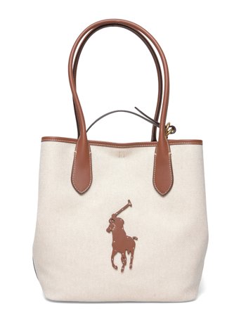 Polo Ralph Lauren Bellport Canvas-Leather Medium Tote - Cream - ONE SIZE