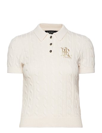Lauren Ralph Lauren Cable-Knit Cotton Polo Sweater - Cream - XL