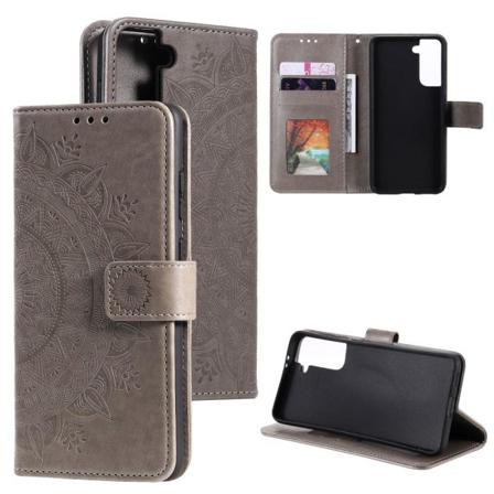 Samsung Galaxy S21 - Mandala Plånboksfodral - Grå Grey Grå