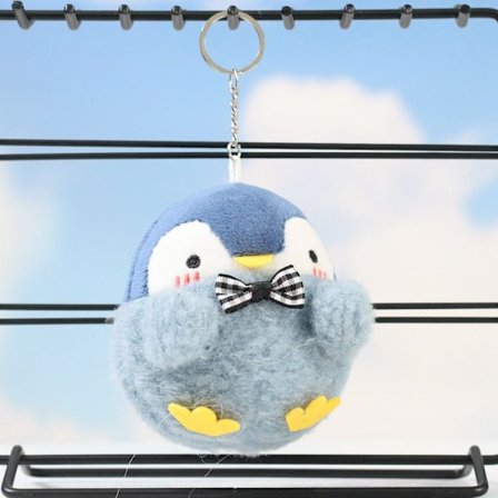 Pingvin nøkkelring små utstoppede dyr søte pingvin plysjleker med blå nøkkelring