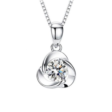 Necklace - Silver color with white rhinestone