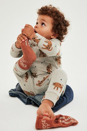 Kappahl | Prążkowane body dla niemowląt | Beżowy