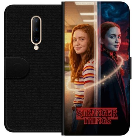 Yhteensopiva Lompakkokotelo OnePlus 7 Pro Jakaloitunut muotokuva Max Mayfieldin välillä arkipäivä ja tumma rinnakkaismaailma Stranger Things-tyyli