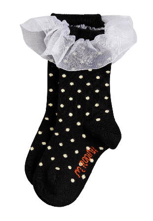Mini Rodini Polka dot frill 1-pack socks Strumpor Unisex Svart 32/35