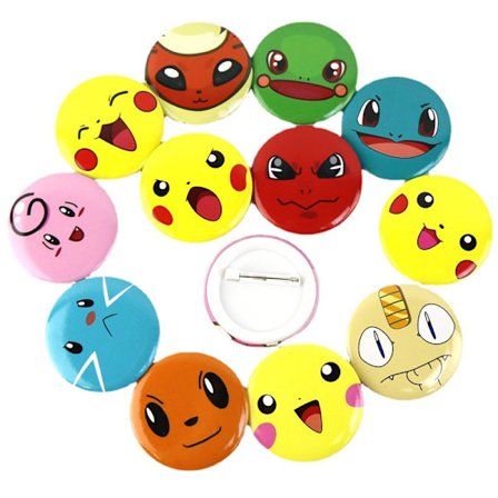 12 pak badges anime tegneserie Pikachu runde badges