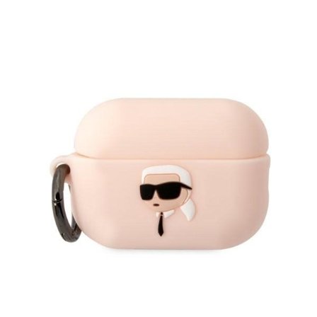 Karl Lagerfeld KLAP2RUNIKP AirPods Pro 2 -suojus vaaleanpunainen Silikoni Karl Head 3D