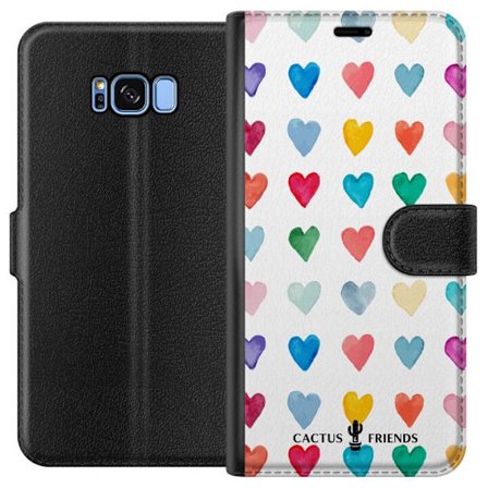 Kompatibelt Lommeboketui til Samsung Samsung Galaxy S8 Cactus and Friends - Watercolor Love Grid