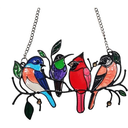 Dewenwils Metall Väggdekoration Fågel, Hängande Trädblad för Balkong