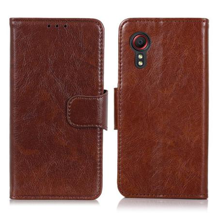 Nappa Äkta Läder Plånboksfodral Samsung Galaxy Xcover 5 - Brun Brun