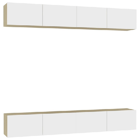 Vidaxl Tv-skåp 4 Delar Vit Och Sonoma-ek 100x30x30 Cm Konstruera Beige