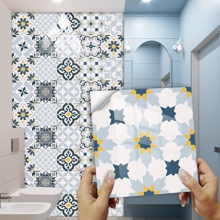 (15cm x 15cm, 6x6 tuumaa) portaiden sinisille oransseille laatoille