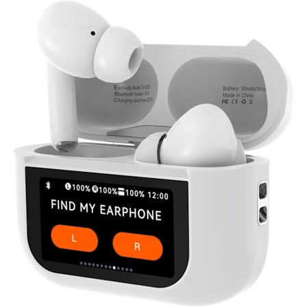 Earpods Pro Hörlurar med Bluetooth 5.0, Trådlösa Bluetooth-hörlurar med Smart Touch Screen-fodral, Klar Samtalsljudreducering för iOS & Android Vit