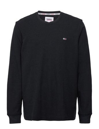 Tjm Reg Rib Ls Jaspe Tee Sweatshirt Trøje Sort Tommy Jeans