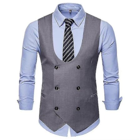 Joulu Miesten Yksivärinen U-kaula-aukkoinen Kaksirivinen Pukuliivi Slim Fit Juhlava Liivi