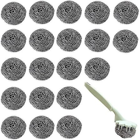 20 stk Rustfritt Stål Tråd Ball Børste Gryte Rengjøringsmiddel Skrubb
