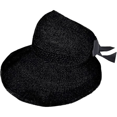 Solhat til kvinder i strå med bred skygge - Strandhat, Solskærm, Spandhat, Boonie-hat