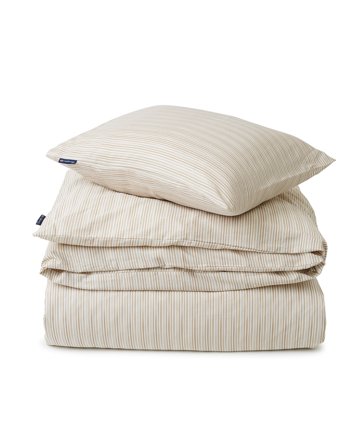 Lexington Beige Striped Organic Cotton Sateen Bed Set