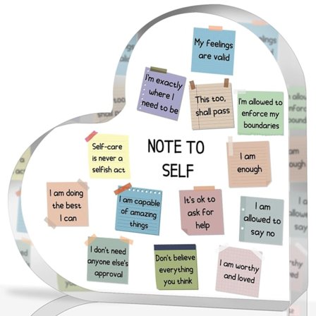 Motivoiva akryylitaulu "Muistutus itselle" - Akryylinen sydänlahja toimistoon, terapiaan, mielenterveysprintti, koristeet koulupsykologin toimistoon