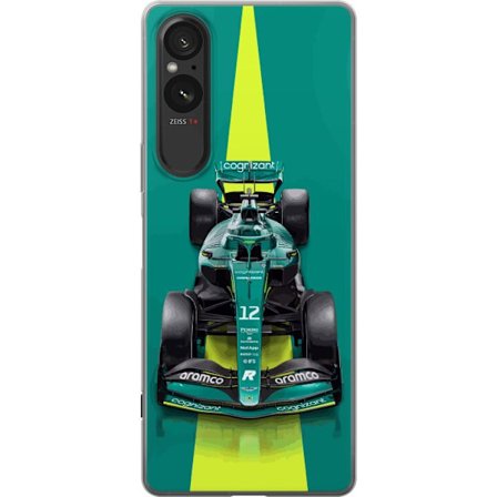 Yhteensopiva Puhelinkuori Sony Sony Xperia 5 V Aston Martinin Formula 1 -auto vihreässä kilpailumuotoilussa, jossa on moderni studiosentuntma