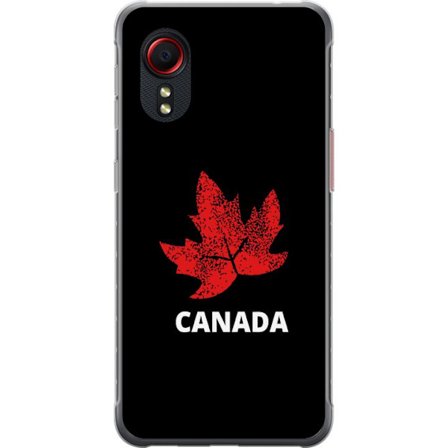 Yhteensopiva Puhelinkuori Samsung Samsung Galaxy Xcover 5 Graafinen vaahteralogo punaisella mustaa taustaa vasten, jossa on selkeä Kanada-viittaus ja