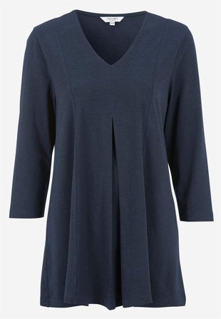 Cellbes of Sweden - Jerseytunika med krøllet detalj i marineblå / ensfarget for damer i størrelse 34/36