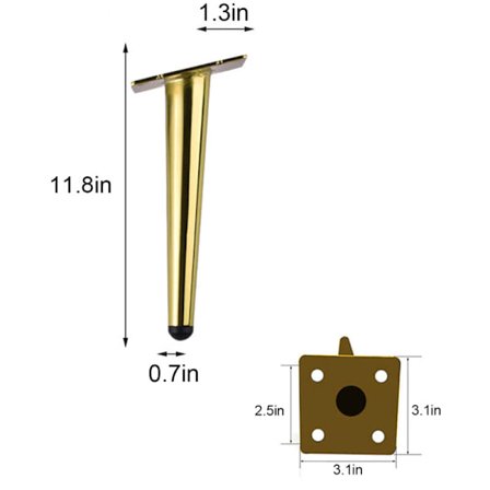 TV-benstativ, sofa, sofabord, bordben, gull, 30cm