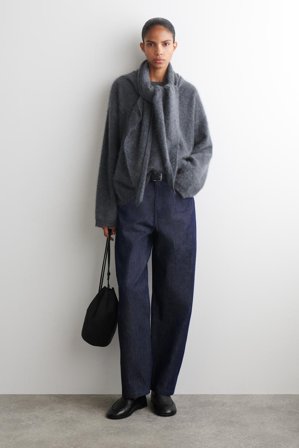 COS Women's Bolso Bandolera De Nailon Con Cordón in Negro