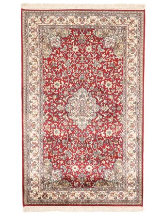 Tappeto Orientale Kashmir Puri Di Seta 95X153 Marrone/Rosso Scuro (Seta, India)