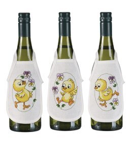 Broderipakke Flaskeforklær Tre små kyllinger 3-pk - Permin