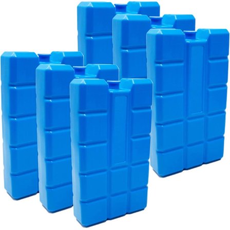 Sett med 6 isposer, 400 ml hver, 6 blå kjøleelementer for kjølebag eller kjøleboks