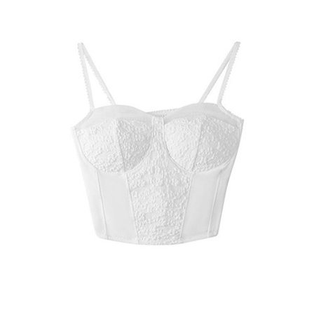 Sexy Blonde Camisole Blomsterrem Topp HVIT