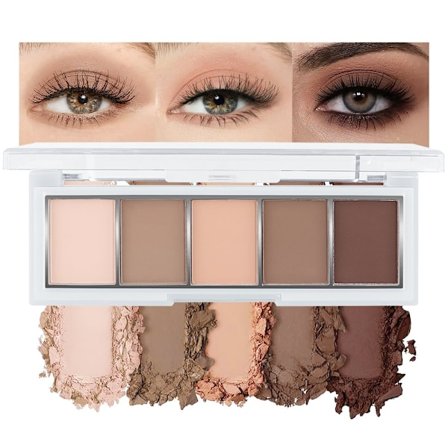 Øjenskyggepalette, 5-farvers neutralt mat makeup-sæt, langtidsholdbare kølige nude brune skygger til professionel brug om dagen