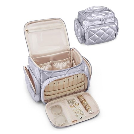 Stor Makeuptaske med Smykkeorganisator, Rejse Toilettaske med Flere Rum, Toilettasker Kosmetiktasker til Kvinder, til Rejser