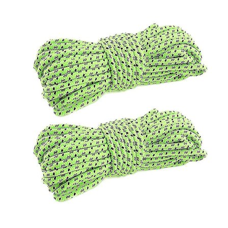 2-pakks telttau 10m 4mm Refleks Paracord Lysende