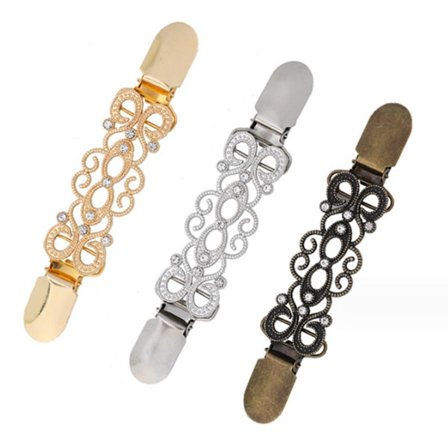 3 stk. Vintage Trøje Hvirvel Klips Sjal Klips Kvinde Indlagt Diamant Broche Cardigan Silke Tørklæde Spænde Skjorte Krave
