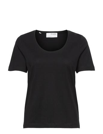 Slfstandards U-Neck Tee Black Selected Femme