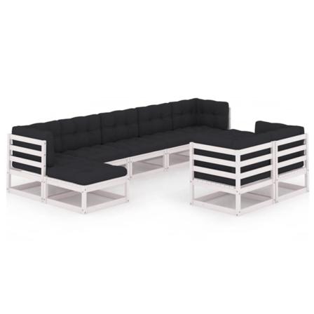 Vidaxl Loungegrupp Med Dynor 9 Delar Vit Massiv Furu Vit