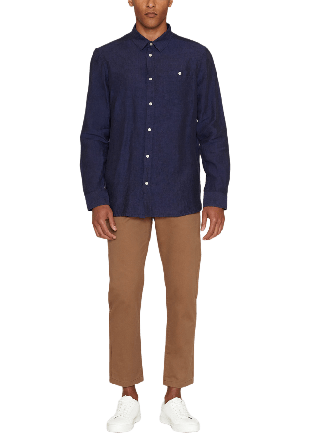 Knowledge Cotton Apparel Regular linen shirt Skjortor Herr Blå L