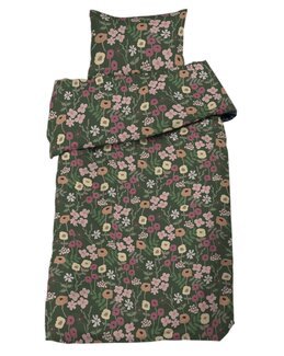 Sengetøjssæt Cleo blomsteret 2-dele Grøn