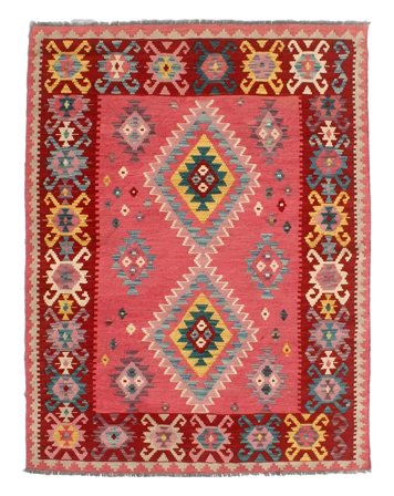 Kilim Afghan Old Style Rug 150X192 Dark Red/Red Wool