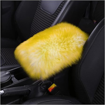 Furry Auto Center Konsolbeskytter, Ægte Fåreskindsuld Bil Armlæn Sæde Boks Beskyttelse