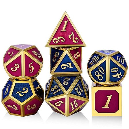 Tärningsset i metall, polyedriska tärningar