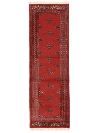 Noué À La Main Pakistan Boukhara 2Ply Tapis 61X190 De Laine Rouge Foncé/Noir Petit
