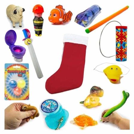 Julstrumpa - Julsocka för barn fylld med leksaker - Pojke Red