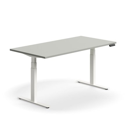 Standing desk QBUS, dual motor, straight, 1600x800 mm, white frame, light grey