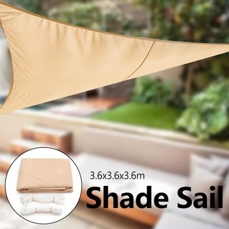 (Beige) TEMPSA Trekantet Solsejl - Oxford Stof - UV Beskyttelse