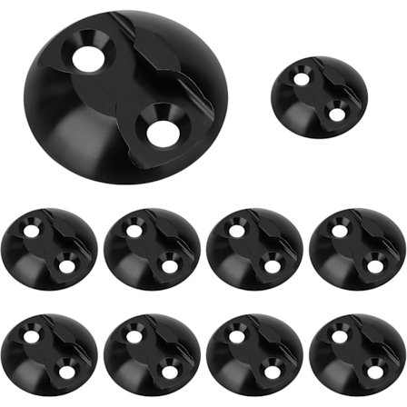 10 stk. Aluminium Luftfarts Skinne Festespente Platter for Sikring av Last for Lastebil Bobil Båt (Svart, Diameter 44mm)
