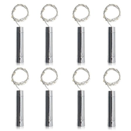 8-pak 20 LED vinflaske korklamper AA-batteridrevne 2 meter