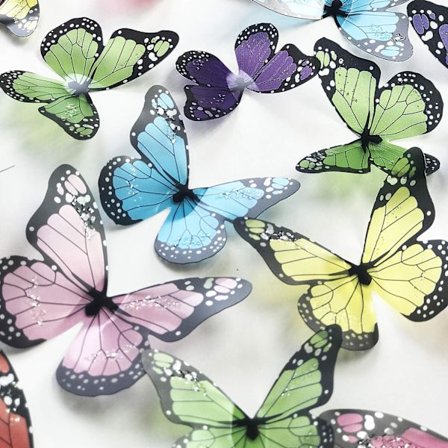 38 stk 3D fargerike krystall sommerfugl vegg klistremerker med lim